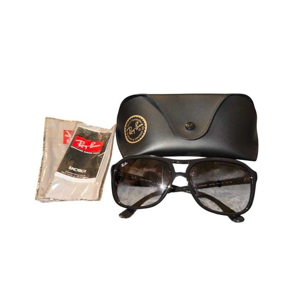 Ray Ban CATS4000 Sunglasses Black With Case And Lens Wipe 601/32 Excellent Cond